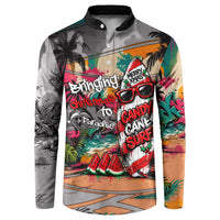 Tropical Christmas In July Candy Cane Surf Button Sweatshirt Vibrant Street Art Beach Graffiti Graphic