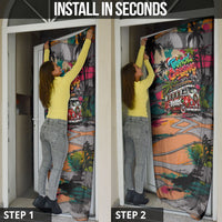 Tropical Christmas In July Candy Cane Surf Door Cover Vibrant Street Art Beach Graffiti Graphic