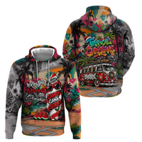 Tropical Christmas In July Candy Cane Surf Hoodie Vibrant Street Art Beach Graffiti Graphic