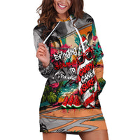 Tropical Christmas In July Candy Cane Surf Hoodie Dress Vibrant Street Art Beach Graffiti Graphic