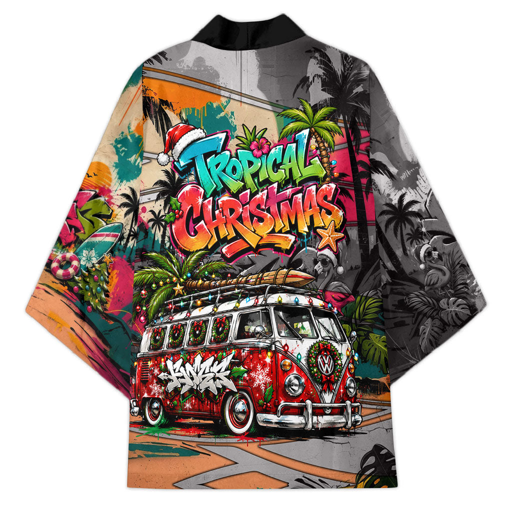 Tropical Christmas In July Candy Cane Surf Kimono Vibrant Street Art Beach Graffiti Graphic