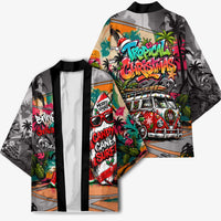Tropical Christmas In July Candy Cane Surf Kimono Vibrant Street Art Beach Graffiti Graphic