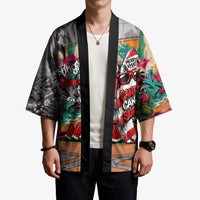 Tropical Christmas In July Candy Cane Surf Kimono Vibrant Street Art Beach Graffiti Graphic
