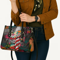 Tropical Christmas In July Candy Cane Surf Leather Bag Vibrant Street Art Beach Graffiti Graphic