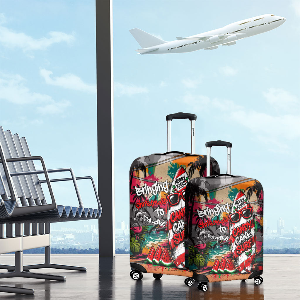 Tropical Christmas In July Candy Cane Surf Luggage Cover Vibrant Street Art Beach Graffiti Graphic