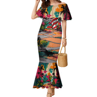 Tropical Christmas In July Candy Cane Surf Mermaid Dress Vibrant Street Art Beach Graffiti Graphic