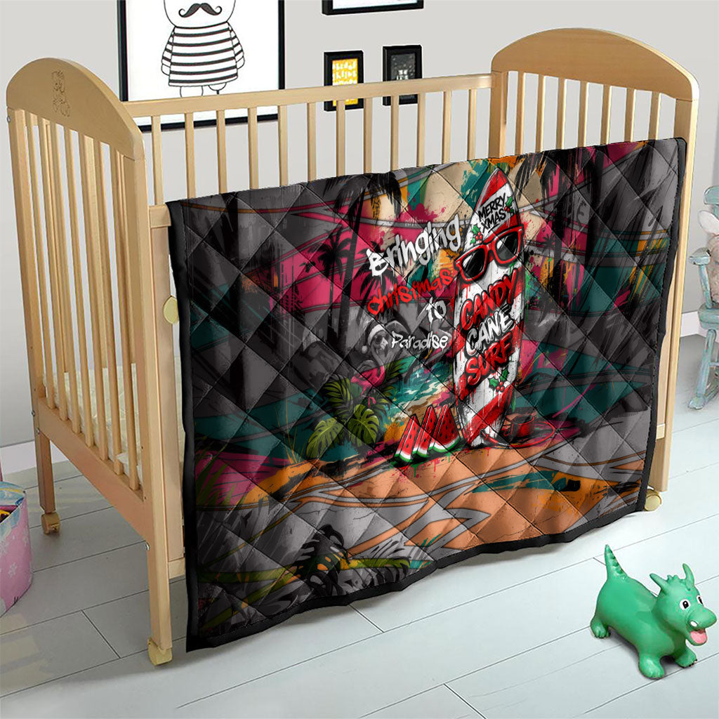 Tropical Christmas In July Candy Cane Surf Quilt Vibrant Street Art Beach Graffiti Graphic