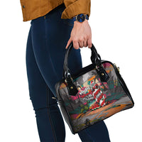Tropical Christmas In July Candy Cane Surf Shoulder Handbag Vibrant Street Art Beach Graffiti Graphic