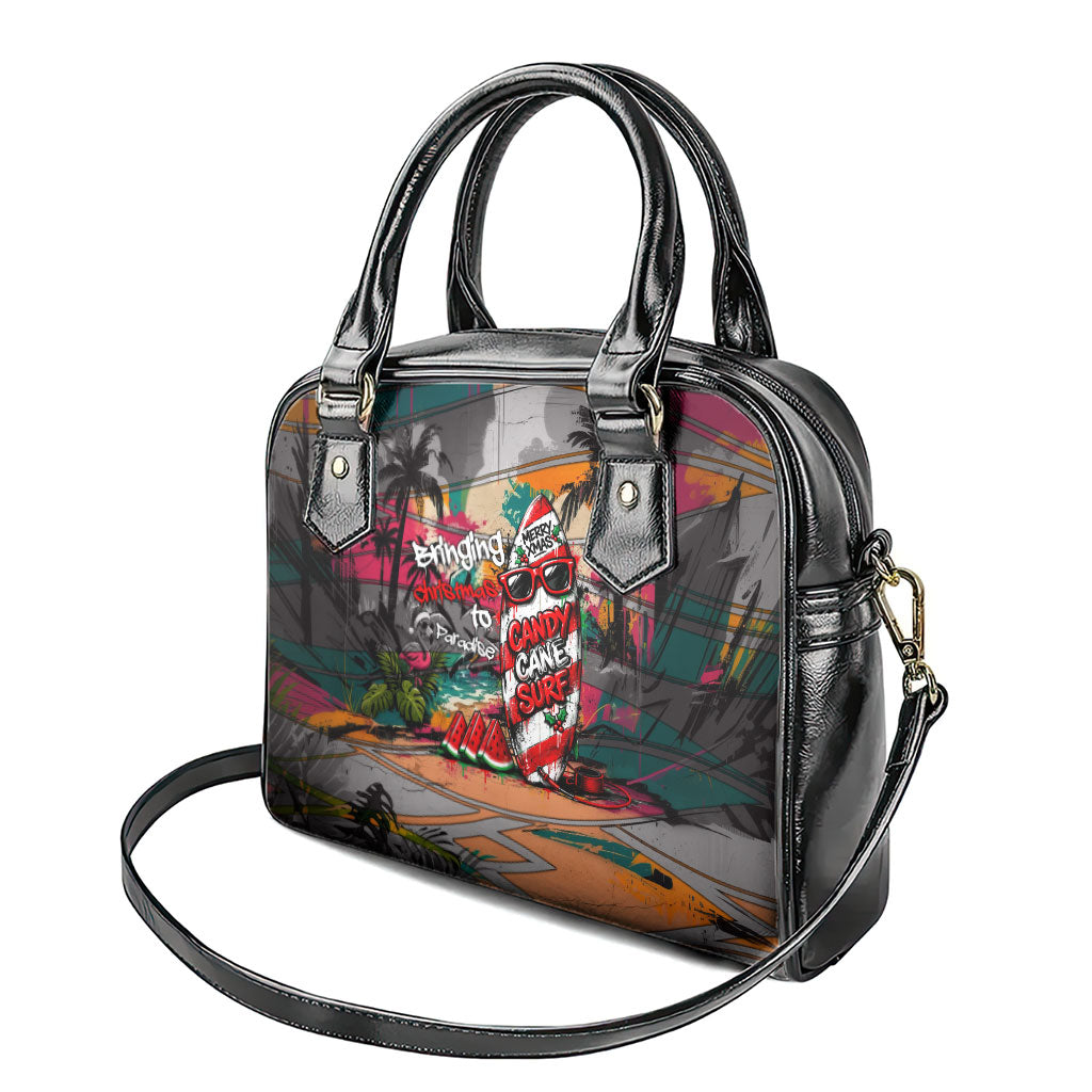 Tropical Christmas In July Candy Cane Surf Shoulder Handbag Vibrant Street Art Beach Graffiti Graphic