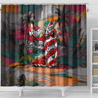 Tropical Christmas In July Candy Cane Surf Shower Curtain Vibrant Street Art Beach Graffiti Graphic