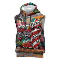 Tropical Christmas In July Candy Cane Surf Sleeveless Hoodie Vibrant Street Art Beach Graffiti Graphic