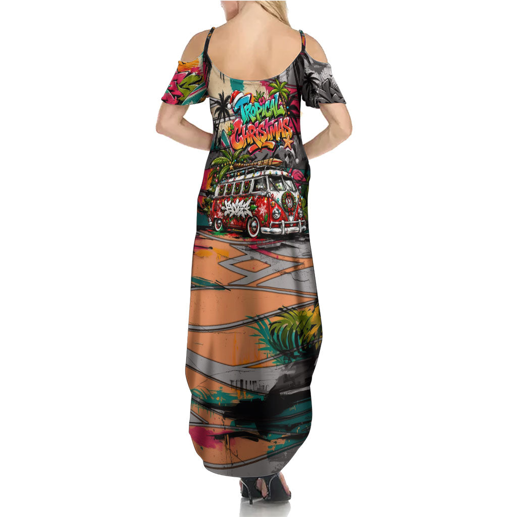 Tropical Christmas In July Candy Cane Surf Summer Maxi Dress Vibrant Street Art Beach Graffiti Graphic