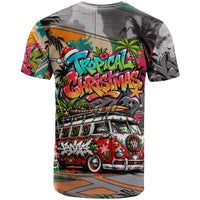 Tropical Christmas In July Candy Cane Surf T Shirt Vibrant Street Art Beach Graffiti Graphic