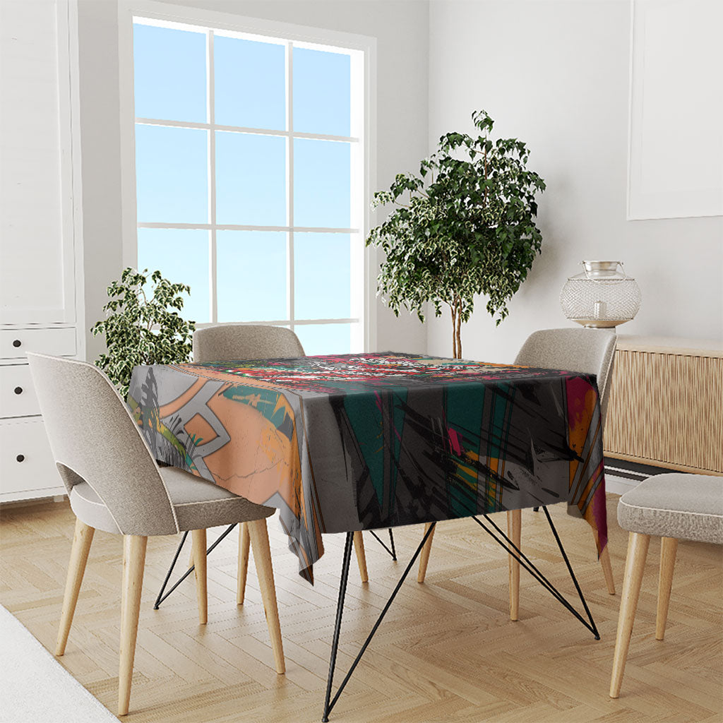 Tropical Christmas In July Candy Cane Surf Tablecloth Vibrant Street Art Beach Graffiti Graphic