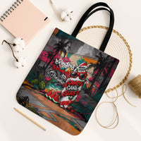 Tropical Christmas In July Candy Cane Surf Tote Bag Vibrant Street Art Beach Graffiti Graphic