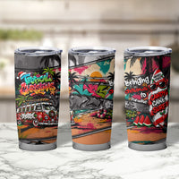 Tropical Christmas In July Candy Cane Surf Tumbler Cup Vibrant Street Art Beach Graffiti Graphic