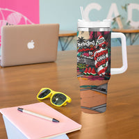 Tropical Christmas In July Candy Cane Surf Tumbler With Handle Vibrant Street Art Beach Graffiti Graphic