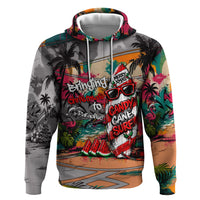 Tropical Christmas In July Candy Cane Surf Zip Hoodie Vibrant Street Art Beach Graffiti Graphic