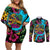 Pineapple Skull Couples Matching Off Shoulder Short Dress and Long Sleeve Button Shirts Sumer Time TS04 - Polynesian Pride