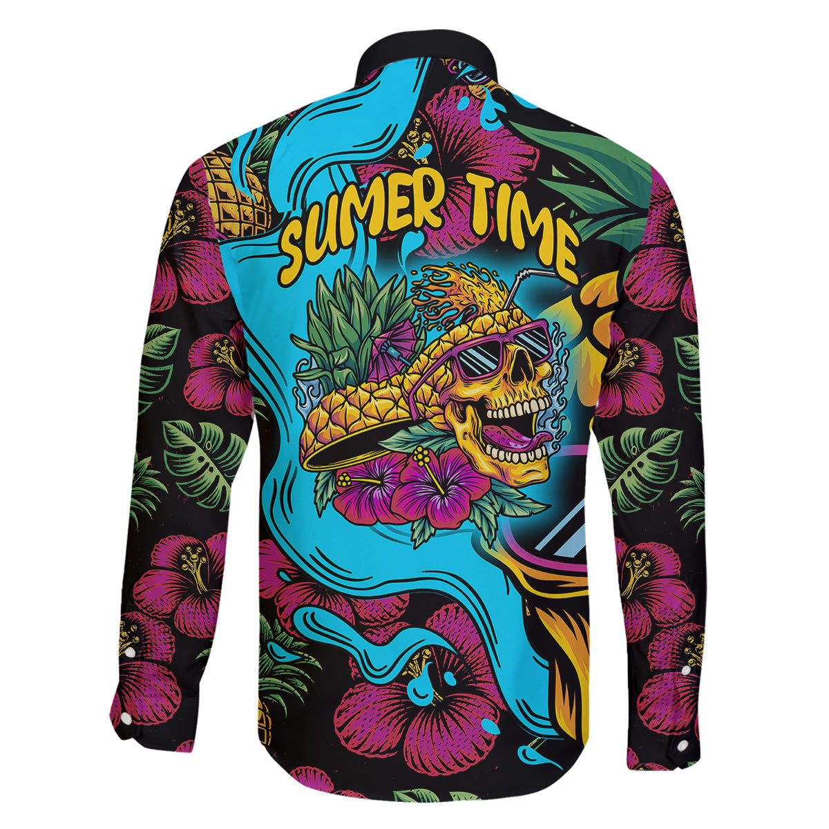 Pineapple Skull Family Matching Off Shoulder Short Dress and Hawaiian Shirt Sumer Time TS04 - Polynesian Pride