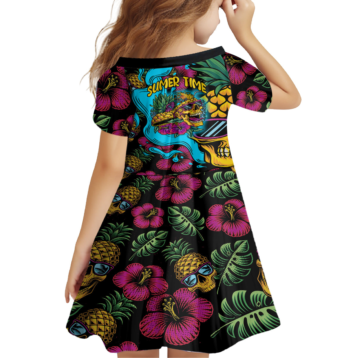 Pineapple Skull Family Matching Tank Maxi Dress and Hawaiian Shirt Sumer Time TS04 - Polynesian Pride