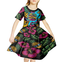 Pineapple Skull Kid Short Sleeve Dress Sumer Time TS04 - Polynesian Pride
