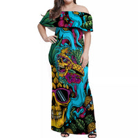 Pineapple Skull Off Shoulder Maxi Dress Sumer Time TS04 - Polynesian Pride