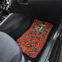 Fiji Taveuni Parrot Car Mats Tropical Waterfall Landscape With Floral Tribal Pattern
