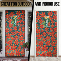 Fiji Taveuni Parrot Door Cover Tropical Waterfall Landscape With Floral Tribal Pattern