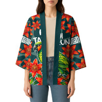 Fiji Taveuni Parrot Kimono Tropical Waterfall Landscape With Floral Tribal Pattern