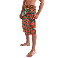Fiji Taveuni Parrot Lavalava Tropical Waterfall Landscape With Floral Tribal Pattern