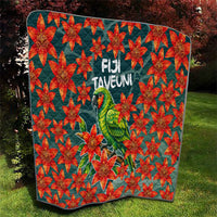 Fiji Taveuni Parrot Quilt Tropical Waterfall Landscape With Floral Tribal Pattern