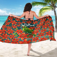 Fiji Taveuni Parrot Sarong Tropical Waterfall Landscape With Floral Tribal Pattern