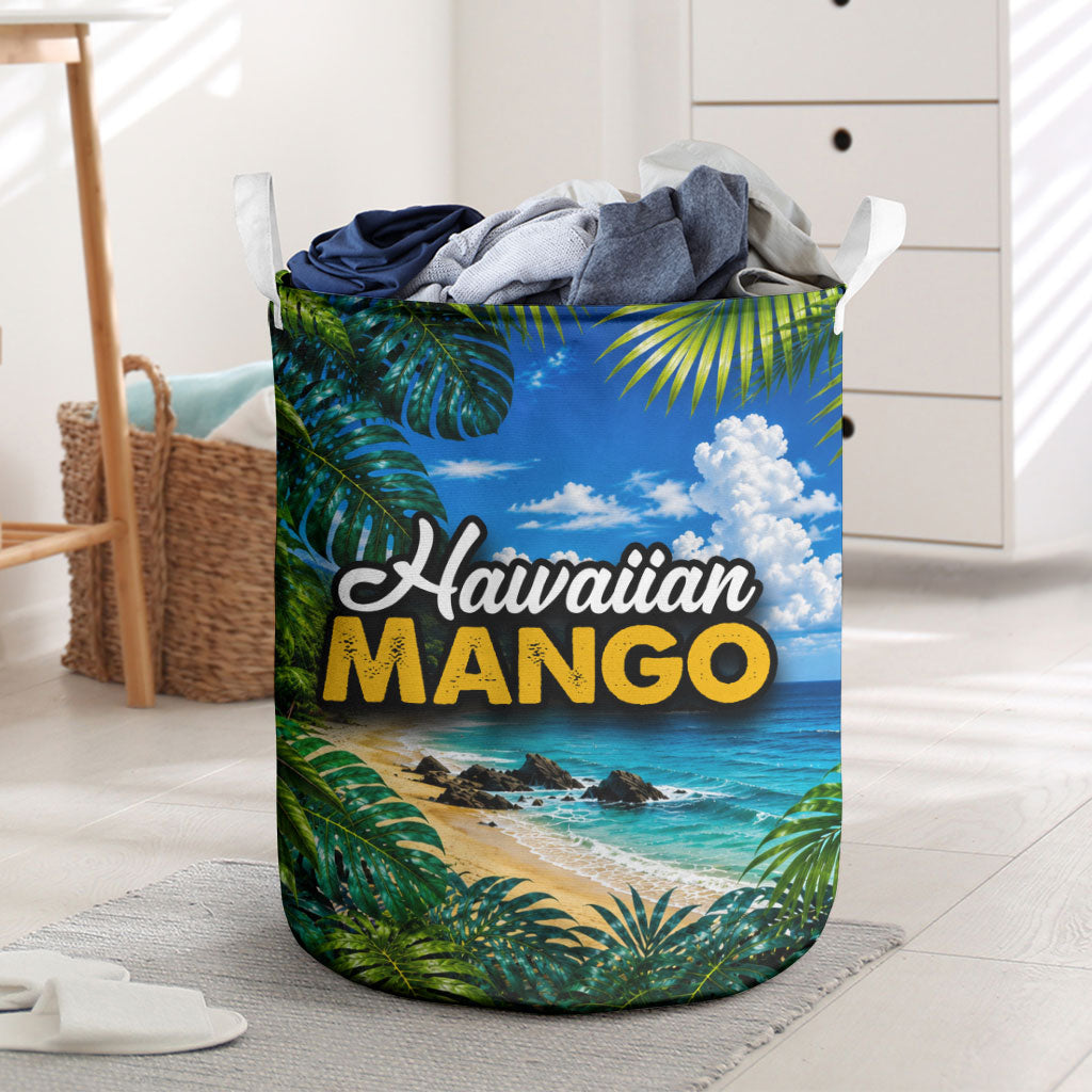 Hawaiian Mango Tropical Beach Laundry Basket Scenic Island Nature Exotic Fruit Graphic