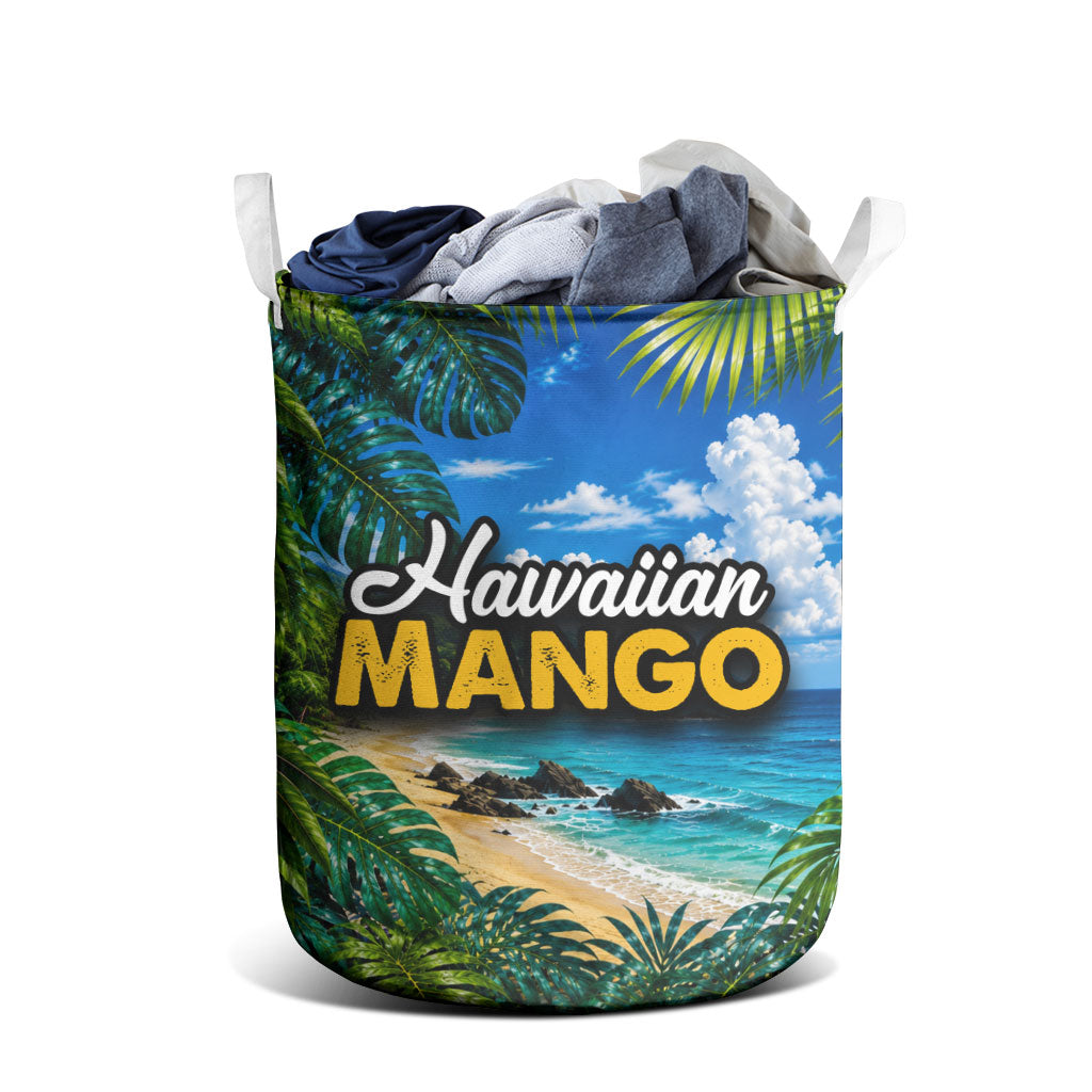 Hawaiian Mango Tropical Beach Laundry Basket Scenic Island Nature Exotic Fruit Graphic