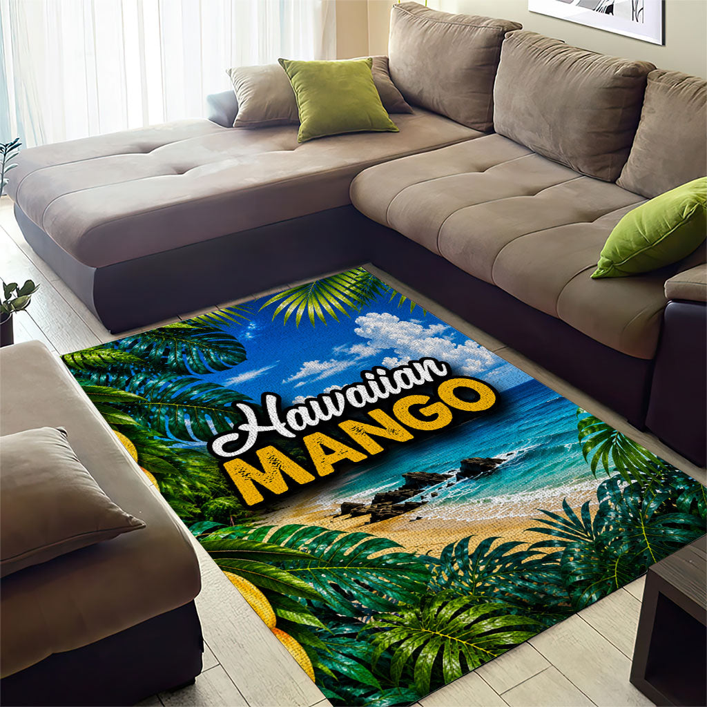 Hawaiian Mango Tropical Beach Area Rug Scenic Island Nature Exotic Fruit Graphic