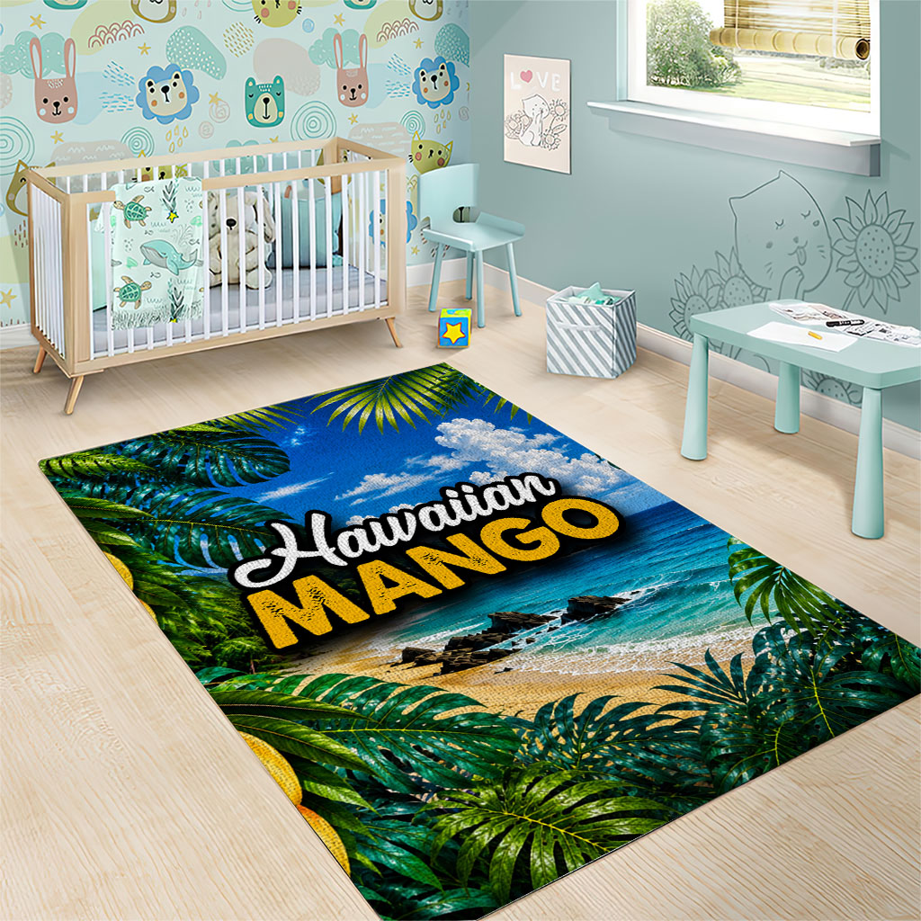 Hawaiian Mango Tropical Beach Area Rug Scenic Island Nature Exotic Fruit Graphic