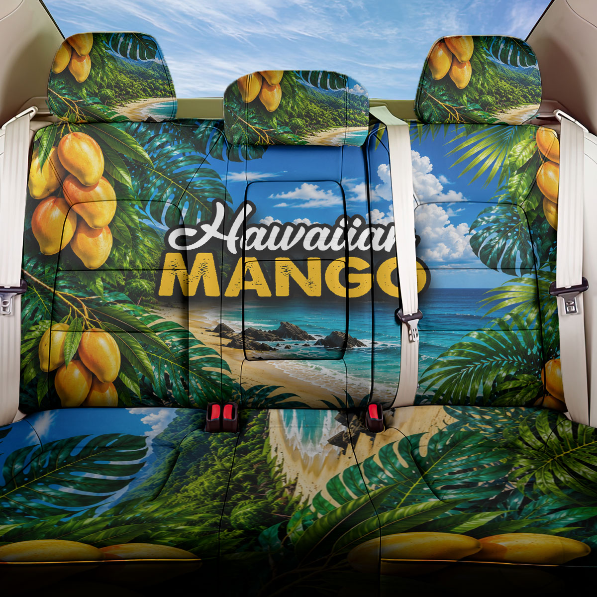 Hawaiian Mango Tropical Beach Back Car Seat Cover Scenic Island Nature Exotic Fruit Graphic