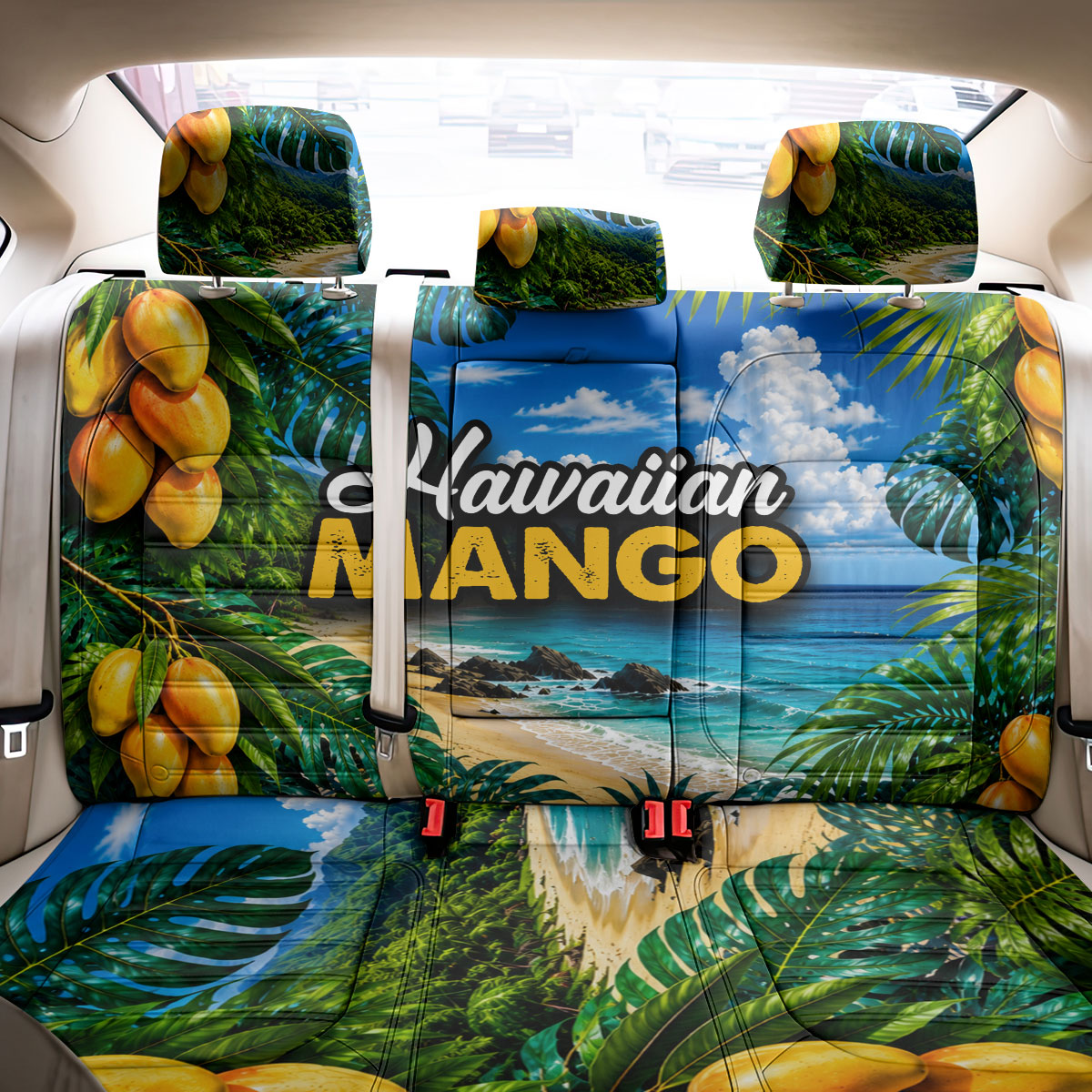 Hawaiian Mango Tropical Beach Back Car Seat Cover Scenic Island Nature Exotic Fruit Graphic