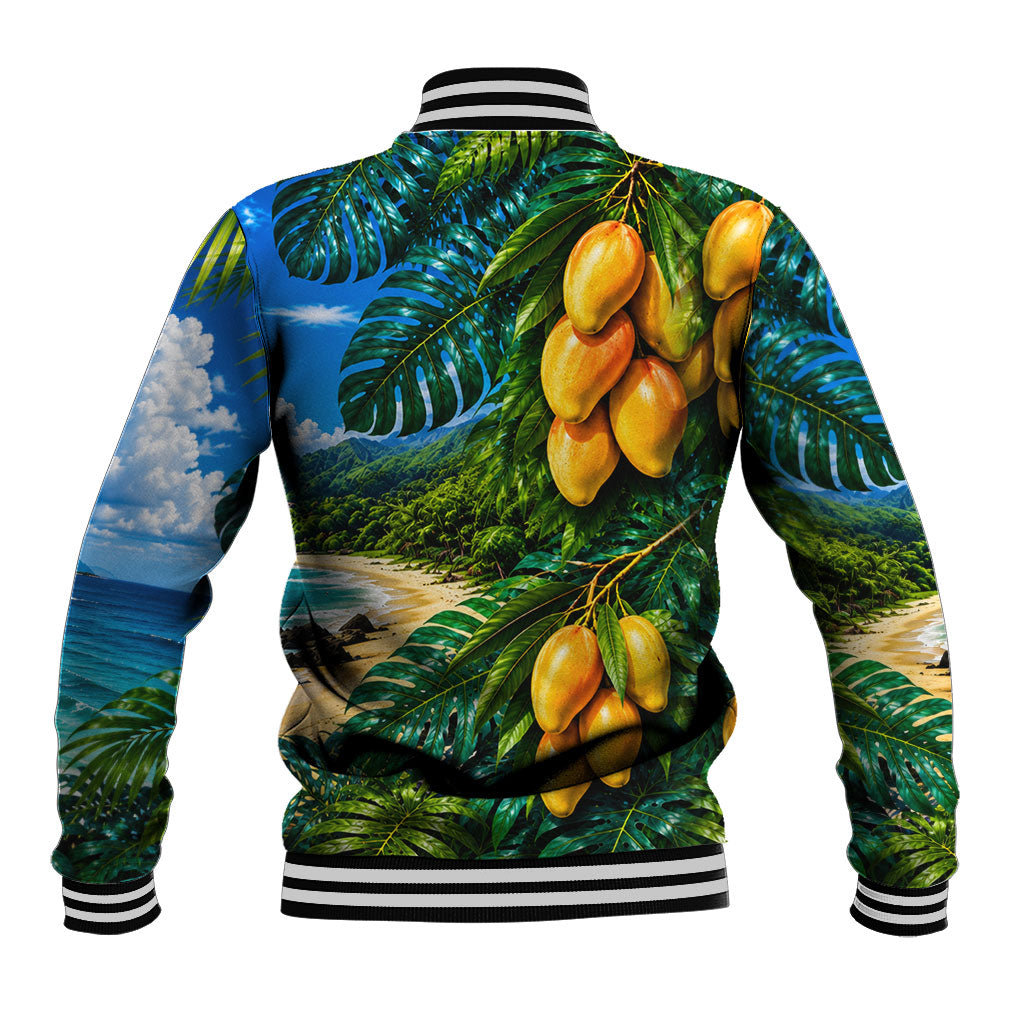 Hawaiian Mango Tropical Beach Baseball Jacket Scenic Island Nature Exotic Fruit Graphic