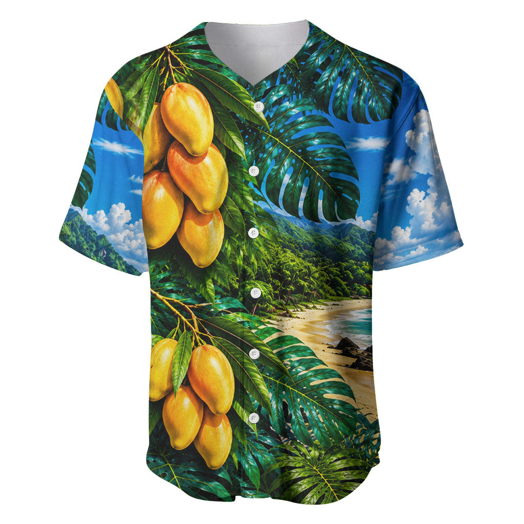 Hawaiian Mango Tropical Beach Baseball Jersey Scenic Island Nature Exotic Fruit Graphic