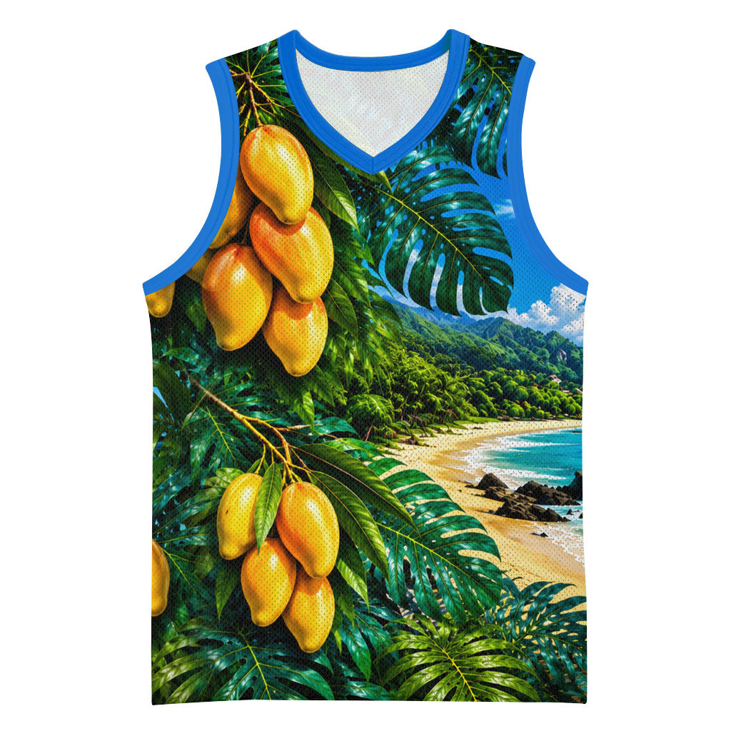 Hawaiian Mango Tropical Beach Basketball Jersey Scenic Island Nature Exotic Fruit Graphic