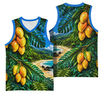 Hawaiian Mango Tropical Beach Basketball Jersey Scenic Island Nature Exotic Fruit Graphic