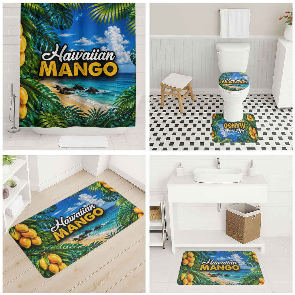 Hawaiian Mango Tropical Beach Bathroom Set Scenic Island Nature Exotic Fruit Graphic