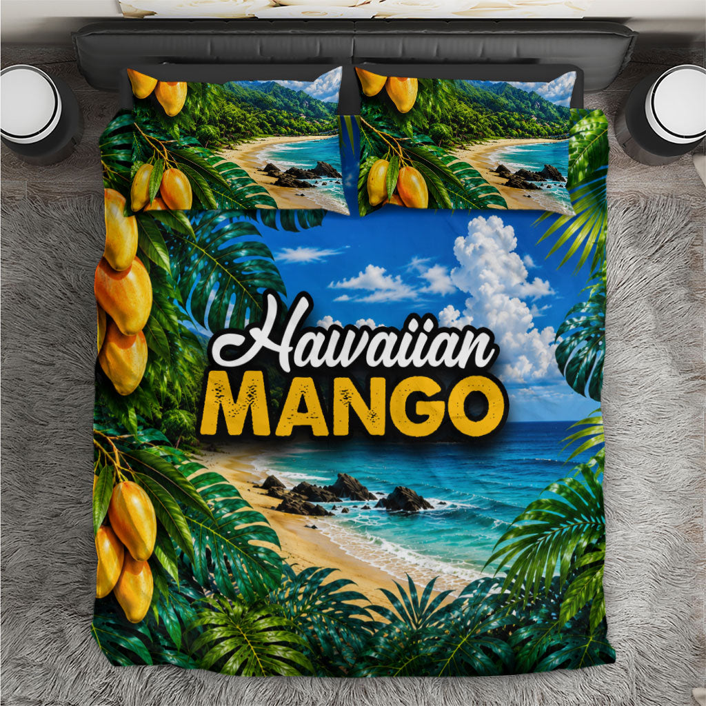 Hawaiian Mango Tropical Beach Bedding Set Scenic Island Nature Exotic Fruit Graphic