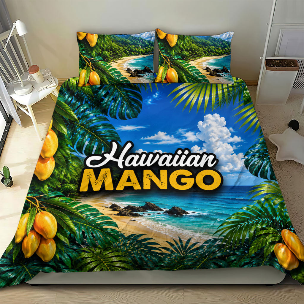 Hawaiian Mango Tropical Beach Bedding Set Scenic Island Nature Exotic Fruit Graphic