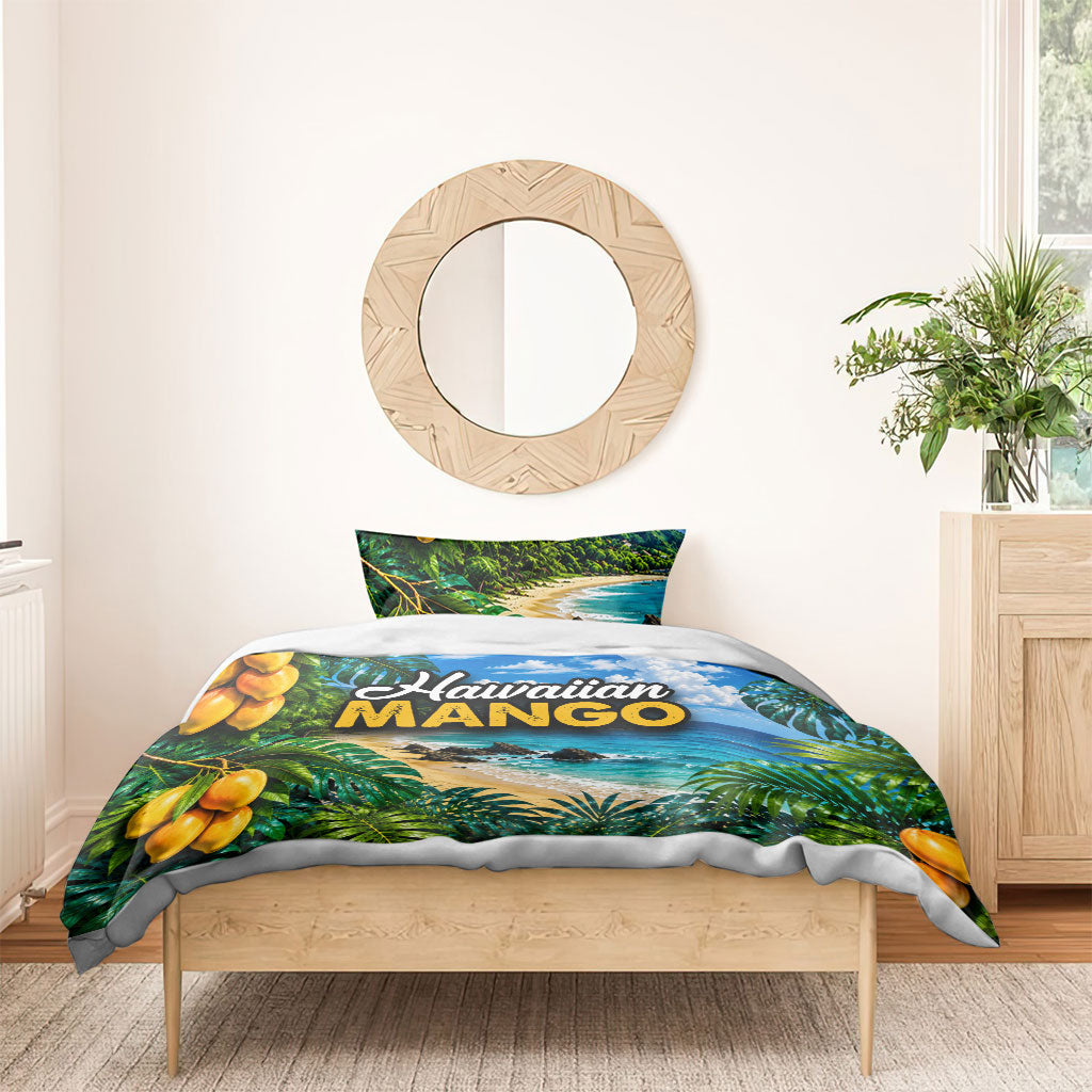 Hawaiian Mango Tropical Beach Bedding Set Scenic Island Nature Exotic Fruit Graphic