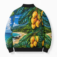 Hawaiian Mango Tropical Beach Bomber Puffer Jacket Scenic Island Nature Exotic Fruit Graphic