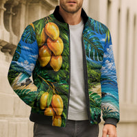 Hawaiian Mango Tropical Beach Bomber Puffer Jacket Scenic Island Nature Exotic Fruit Graphic