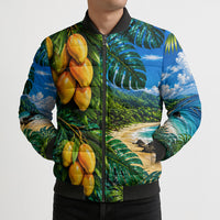 Hawaiian Mango Tropical Beach Bomber Puffer Jacket Scenic Island Nature Exotic Fruit Graphic
